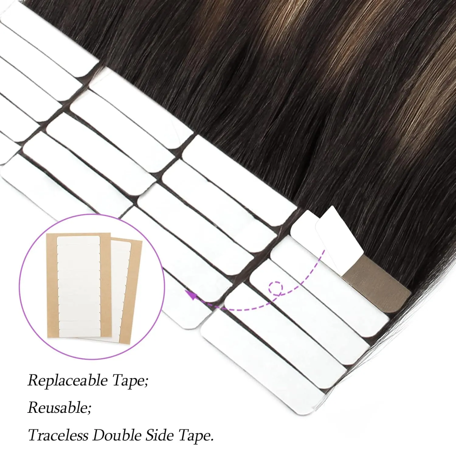 ABH AMAZINGBEAUTY HAIR Semi-permanent Balayage Tape in Hair Extensions, Remy Human Hair, 20 Pieces 50 Grams, Balayage Dark Brown Fading into Chestnut Brown B2-6, 16 Inch