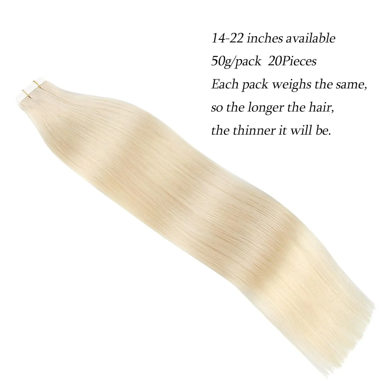 ABH AmazingBeauty Hair Tape in Hair Extensions Real Human Hair 50G Platinum Ash Blonde Human Hair Tape ins 60# Skin Weft Blonde Tape in Extensions Human Hair for Women 20Pcs 16 Inch