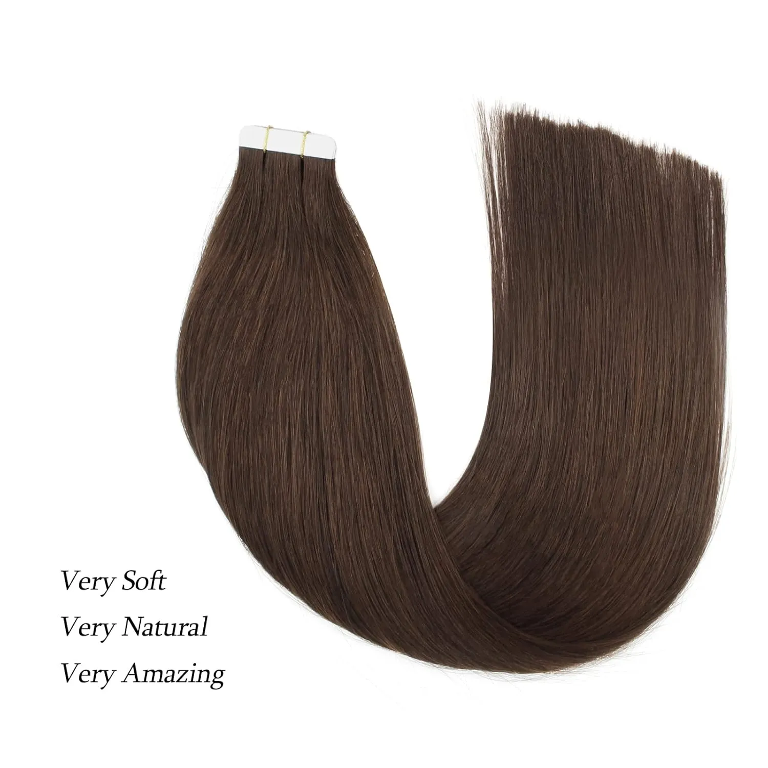 ABH AmazingBeauty Tape in Hair Extensions Human Hair Semi-permanent Tape Attached Real Remy Tape ins 50g 20pcs Invisible Seamless Reusable Skin Weft Dark Brown Color 2 16 Inch