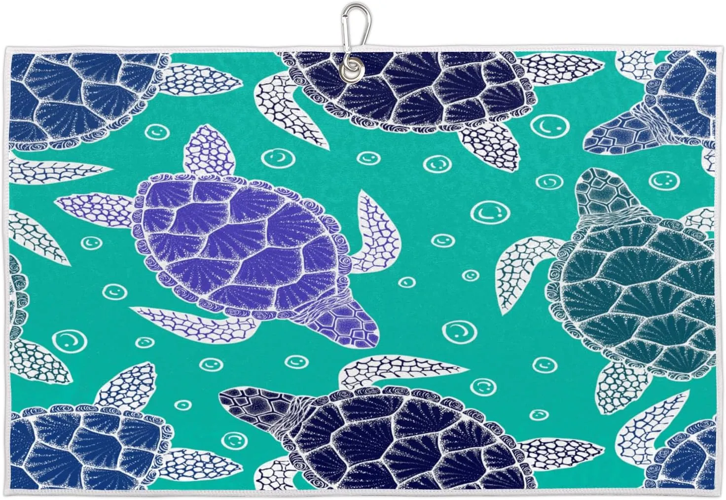 Abstract Sea Turtles Golf Towel with Heavy Duty Carabiner Clip Quick Dry Ultra Absorbent Club Ball Cleaning Towel Golf Accessories for Men Women