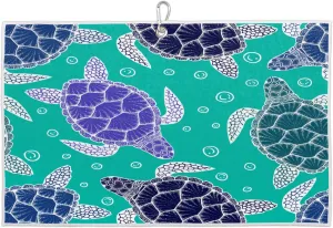 Abstract Sea Turtles Golf Towel with Heavy Duty Carabiner Clip Quick Dry Ultra Absorbent Club Ball Cleaning Towel Golf Accessories for Men Women