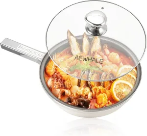 AEWHALE Hot Pot Electric,5L Multifunctional Electric Pot for Cooking,1600W Non-Stick Frying Pans for Steak, Egg, Ramen, Soup with Temperature Adjustment， Titanium Stainless