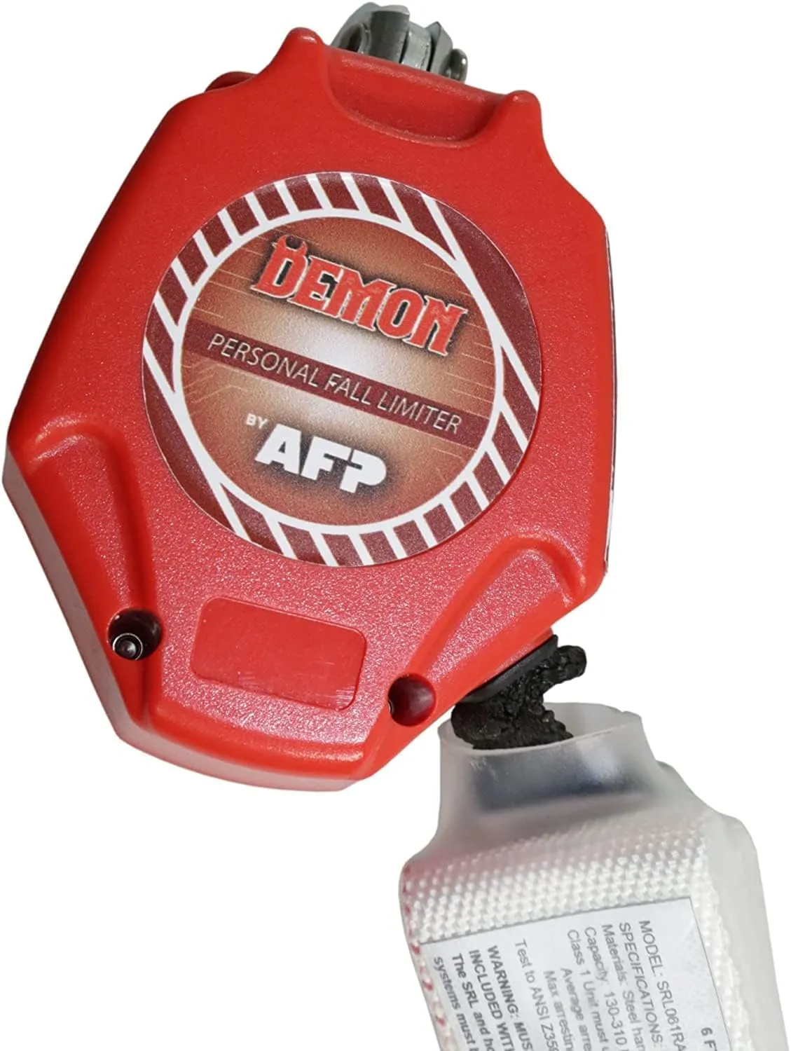 AFP Demon 6 Foot Single Web Leg Self Retracting Lifeline Safety Yoyo, Shock Pack Absorber, Aluminum Rebar Pelican Hook & Steel Carabiner Fall Protection Arrest Limiter SRL | OSHA & ANSI Rated