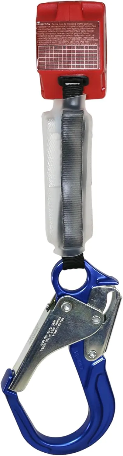 AFP Demon 6 Foot Single Web Leg Self Retracting Lifeline Safety Yoyo, Shock Pack Absorber, Aluminum Rebar Pelican Hook & Steel Carabiner Fall Protection Arrest Limiter SRL | OSHA & ANSI Rated