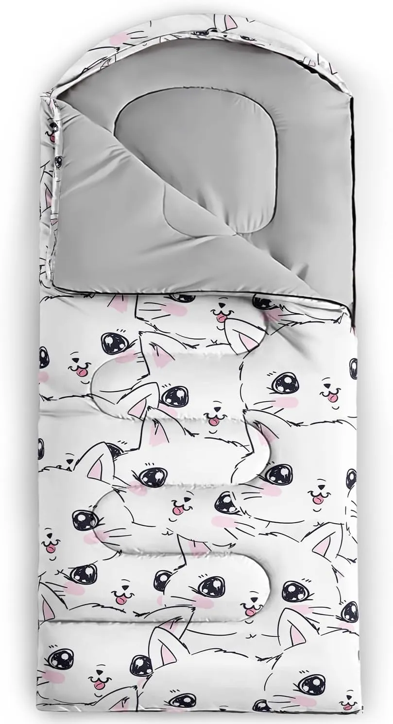 AILONEN Cartoon Camping Sleeping Bag for Boys Girls Adults,Lightweight & Waterproof,3 Season Warm & Cold Weather,Portable,Printed Sleeping Bag,Traveling,Camping,Hiking