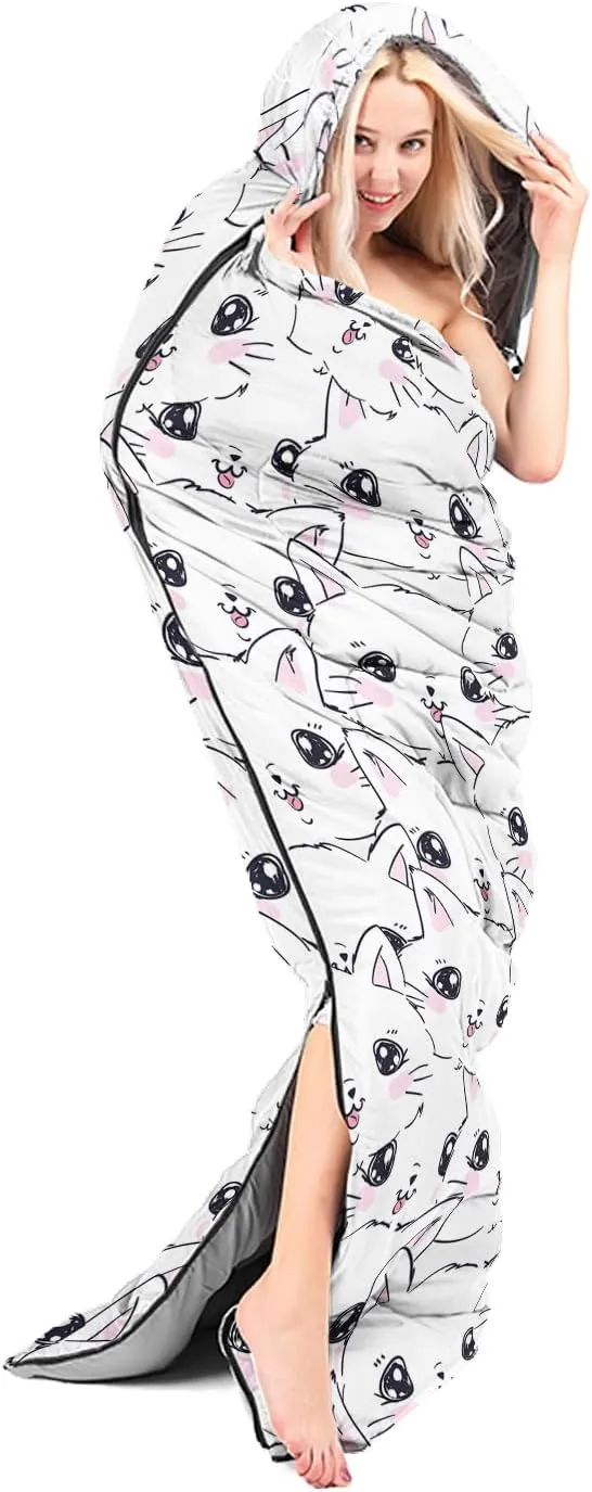 AILONEN Cartoon Camping Sleeping Bag for Boys Girls Adults,Lightweight & Waterproof,3 Season Warm & Cold Weather,Portable,Printed Sleeping Bag,Traveling,Camping,Hiking