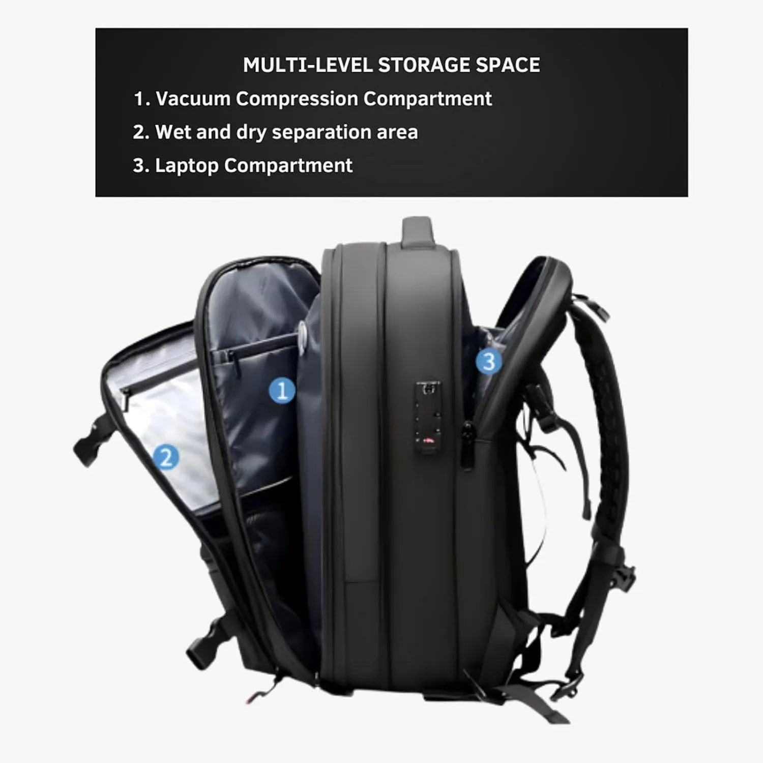 Airmak Vacuum Backpack, Maklot Seal Compression Travel Bag With Pump, Multifunctional Expandable Waterproof Carry on Laggage (Gray With Pump)