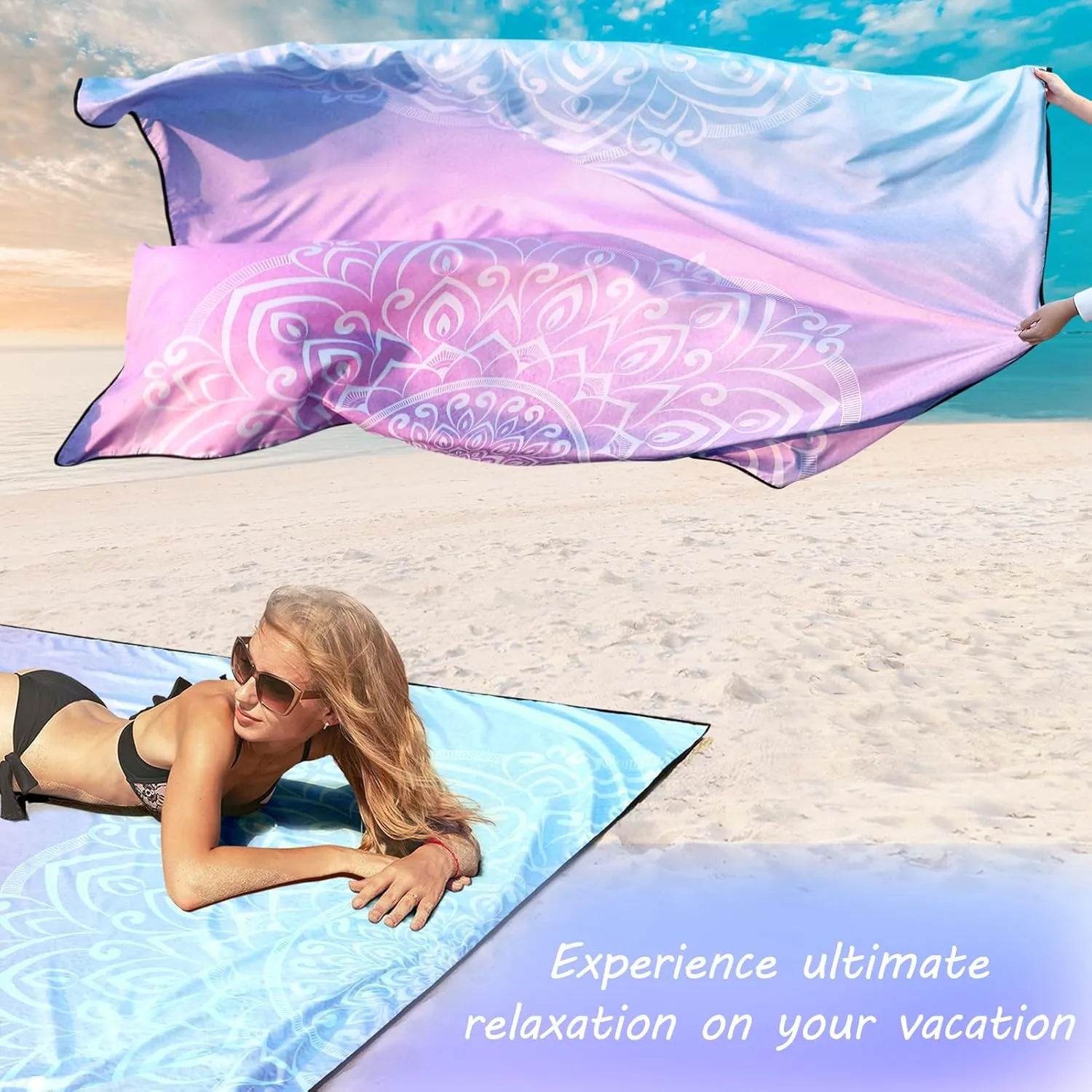 AISPARKY Beach Blanket Waterproof Sandproof, Oversized Large Beach Mat 79" X 83"/120"x108" for 1-8 Adults, Quick Drying&Compact&Lightweight, Picnic Mat Vacation Essentials for Beach Camping Travel