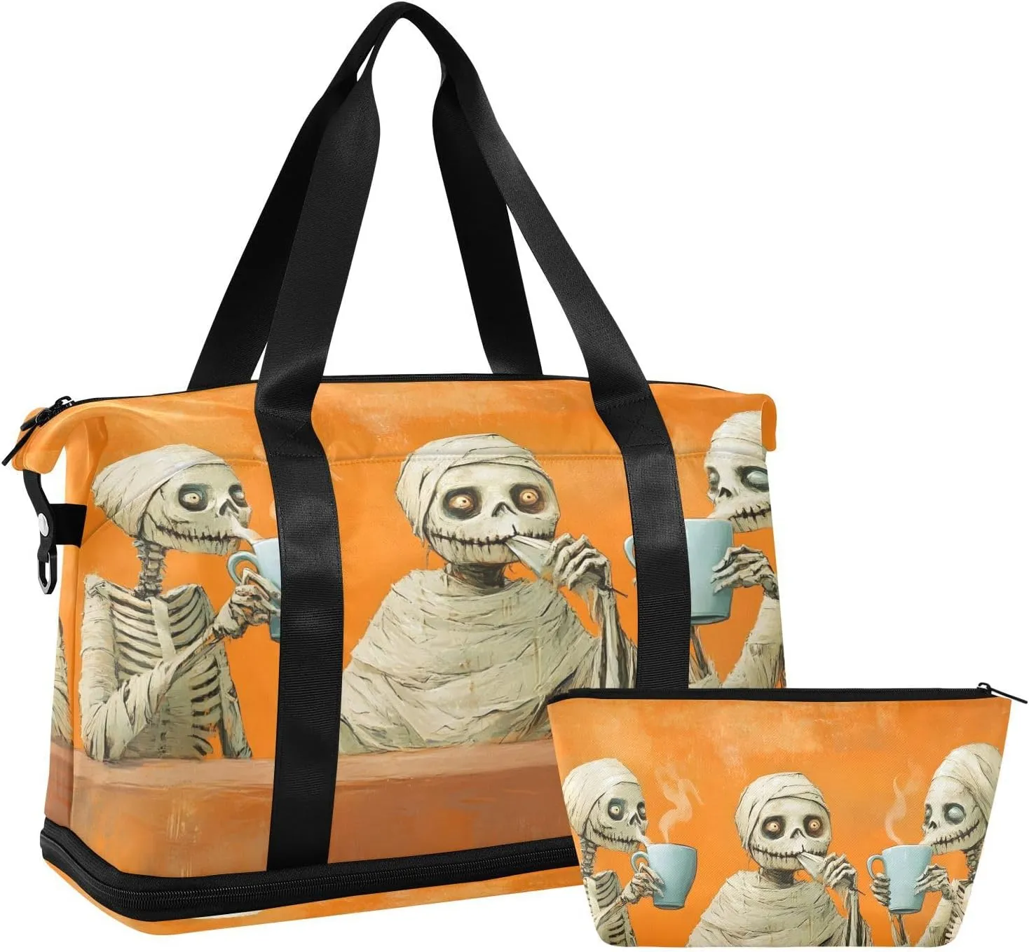 AIXIWAWA Duffel Bag Mummy Drinking Print with for Travel Gym with Shoes Compartment Large Capacity with Toiletry Bag