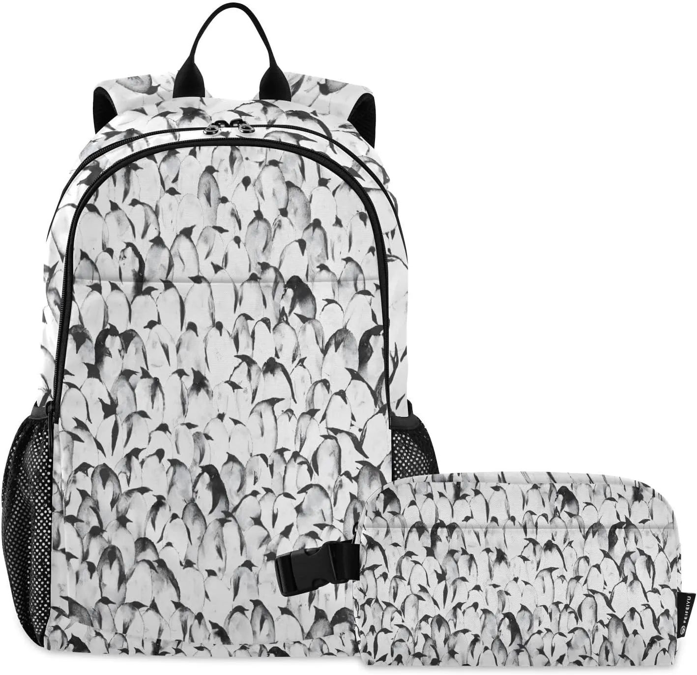 ALAZA Baby Emperor Penguin Backpack and Lunch Bag Set for Girls Boys Kids School Bag Bookbags Elementary Back Pack Casual Daypack