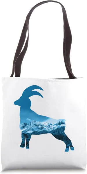 Alps Mountains Steinbock Double Exposure Tote Bag