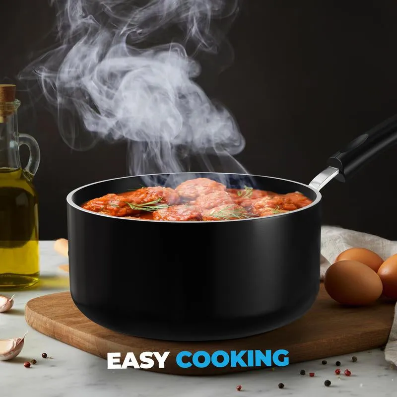 & Sophisticated Aluminium Saucepan Restaurant - Lid Multipurpose Nonstick with & | Kitchen Stock Pot Customer-first Glass Utopia Use Home Cookware 1QT 2QT for Set