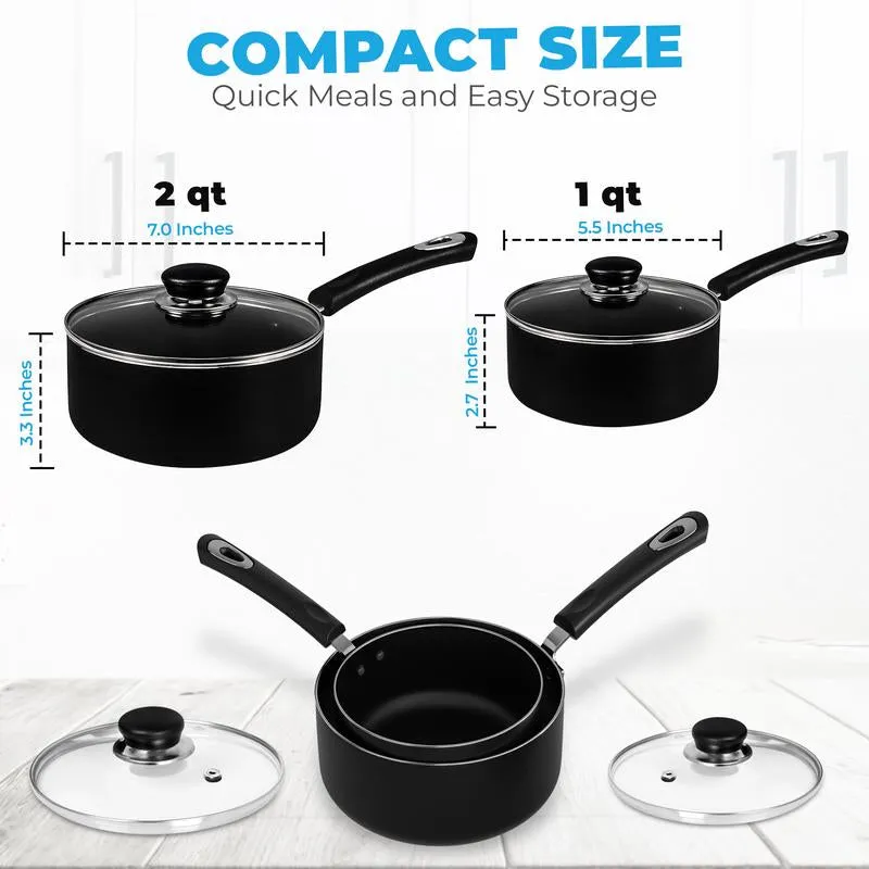 & Sophisticated Aluminium Saucepan Restaurant - Lid Multipurpose Nonstick with & | Kitchen Stock Pot Customer-first Glass Utopia Use Home Cookware 1QT 2QT for Set