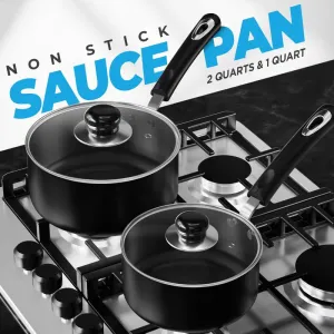 & Sophisticated Aluminium Saucepan Restaurant - Lid Multipurpose Nonstick with & | Kitchen Stock Pot Customer-first Glass Utopia Use Home Cookware 1QT 2QT for Set