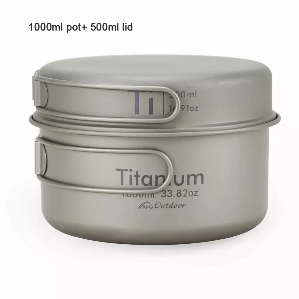 APG Ultralight Titanium Pan Outdoor Camping Tableware Titanium Pot Cookware