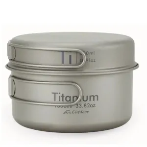 APG Ultralight Titanium Pan Outdoor Camping Tableware Titanium Pot Cookware
