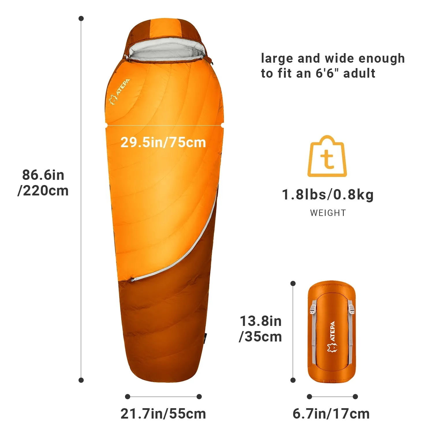 ATEPA DENALI 340L Down Sleeping Bag-Mummy