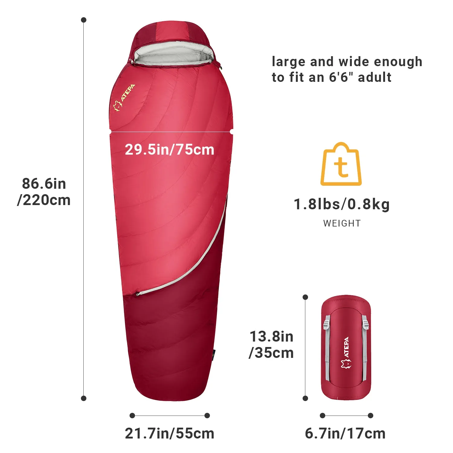 ATEPA DENALI 340L Down Sleeping Bag-Mummy