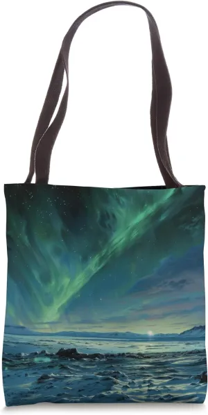Aurora Borealis Over Tundra Tote Bag