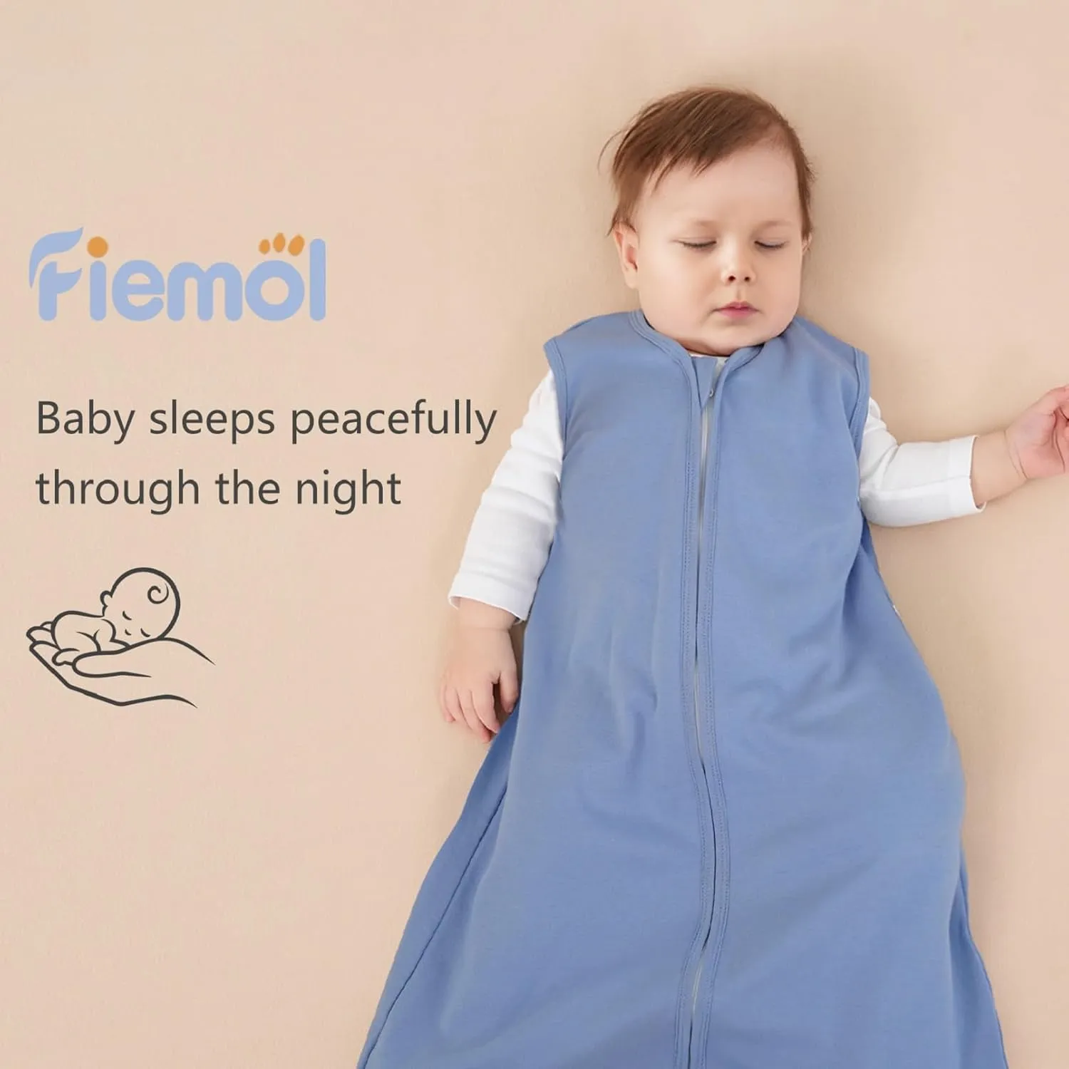 Baby Sleep Sack 0-6 Months, 100% Cotton Sleeping Sack for Newborn and Infant, 3 Pack Baby Wearable Blanket, 0.5 Tog Lightweight Double Zipper Sleep Bag Cyan