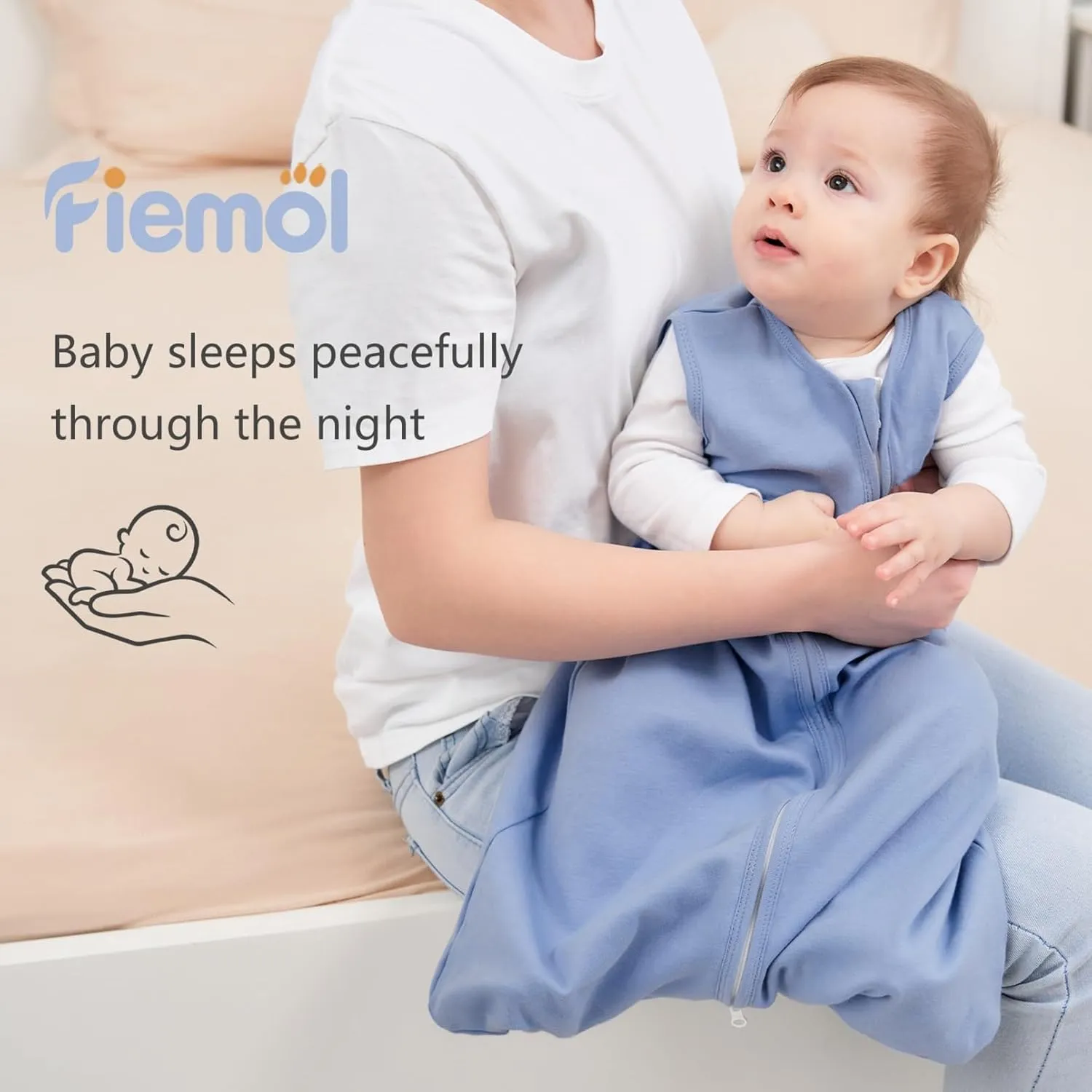 Baby Sleep Sack 0-6 Months, 100% Cotton Sleeping Sack for Newborn and Infant, 3 Pack Baby Wearable Blanket, 0.5 Tog Lightweight Double Zipper Sleep Bag Cyan