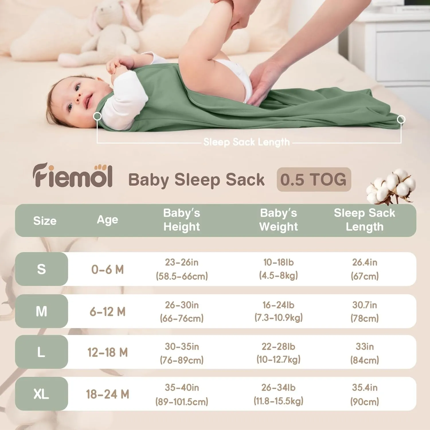 Baby Sleep Sack 0-6 Months, 100% Cotton Sleeping Sack for Newborn and Infant, 3 Pack Baby Wearable Blanket, 0.5 Tog Lightweight Double Zipper Sleep Bag Cyan