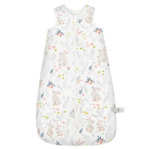 Baby Sleep Sack, 0.5 TOG Baby Sleeping Bag 100% Cotton with 2-Way Zipper Sleeveless Wearable Blanket for Newborn, Rabbit, S(0-6 Months)