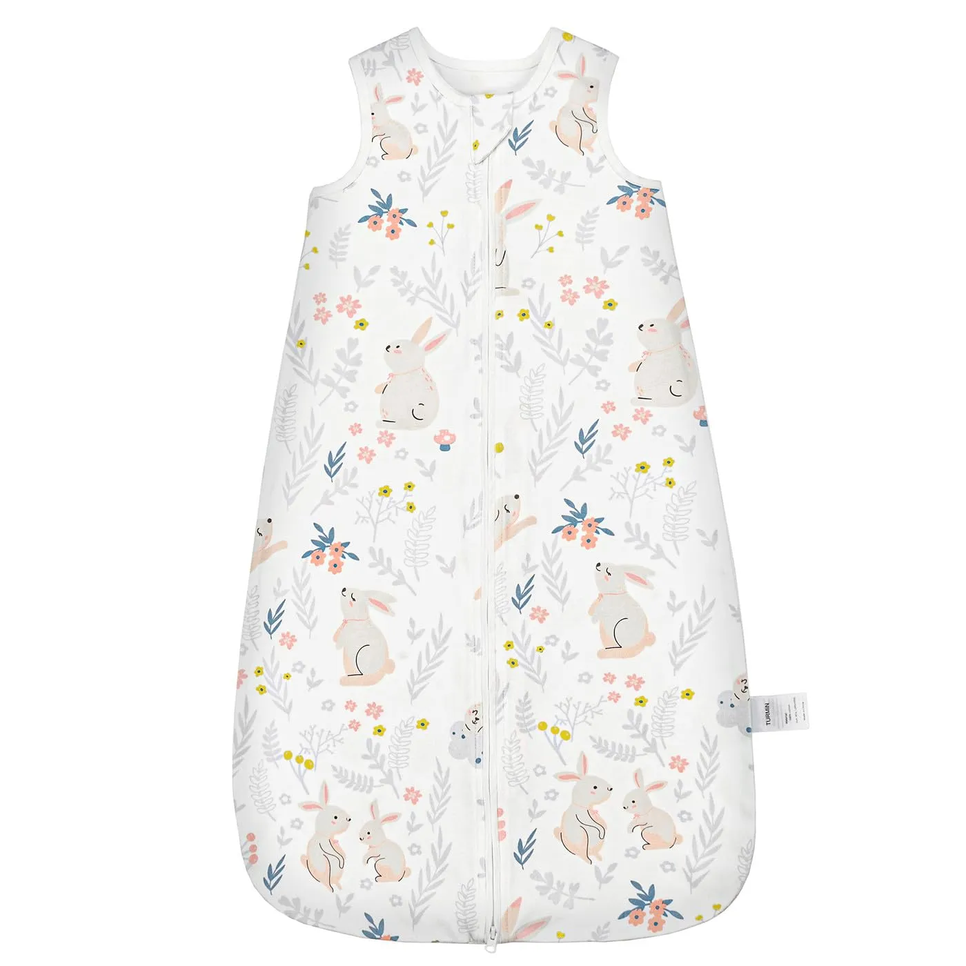 Baby Sleep Sack, 0.5 TOG Baby Sleeping Bag 100% Cotton with 2-Way Zipper Sleeveless Wearable Blanket for Newborn, Rabbit, S(0-6 Months)
