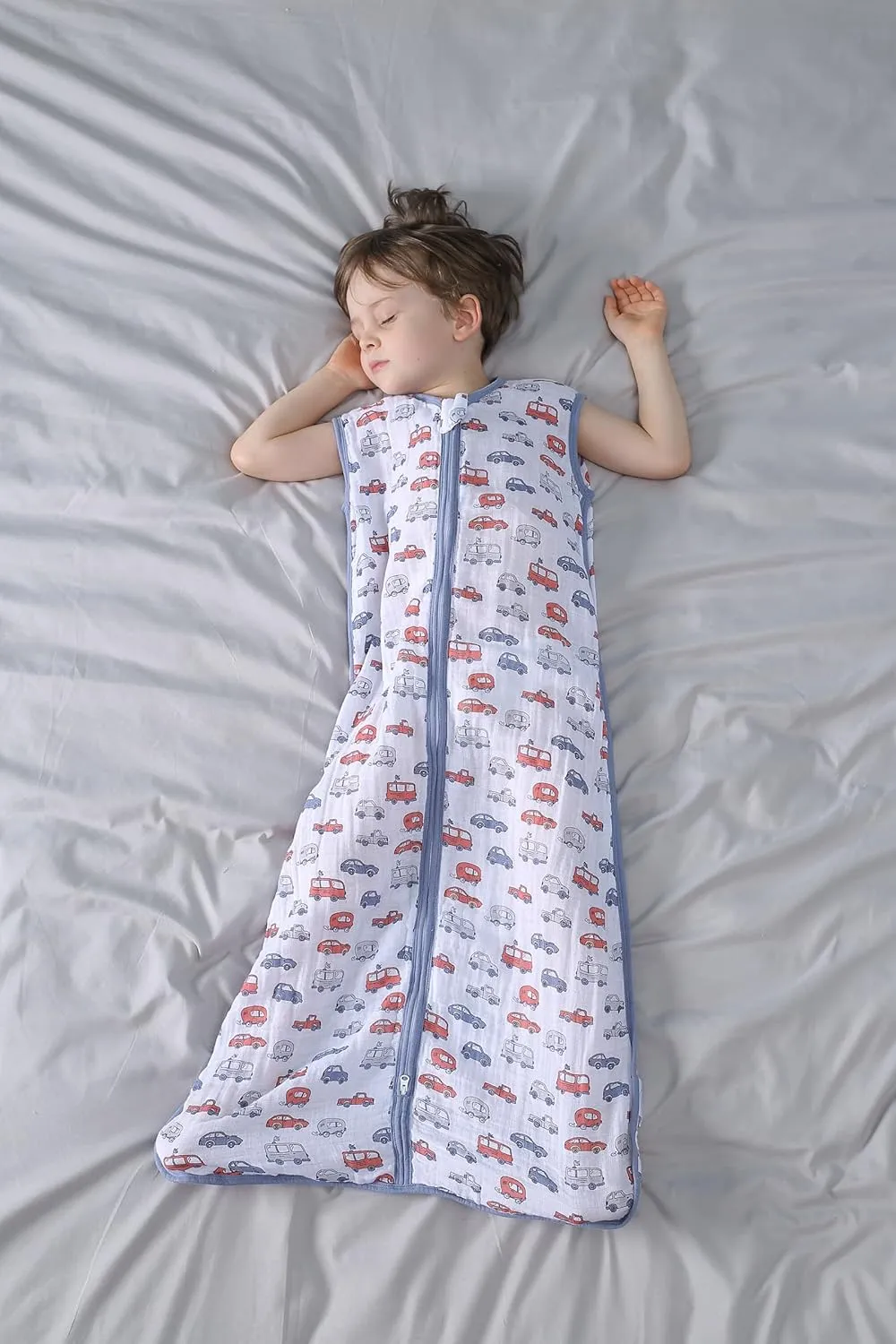 Baby Sleep Sack 2-4 T Baby Wearable Blanket 100% Organic Cotton 0.5 TOG Toddler Sleep Sacks 2- Way Zipper Soft Car 4 Layers 2T 3T 4T