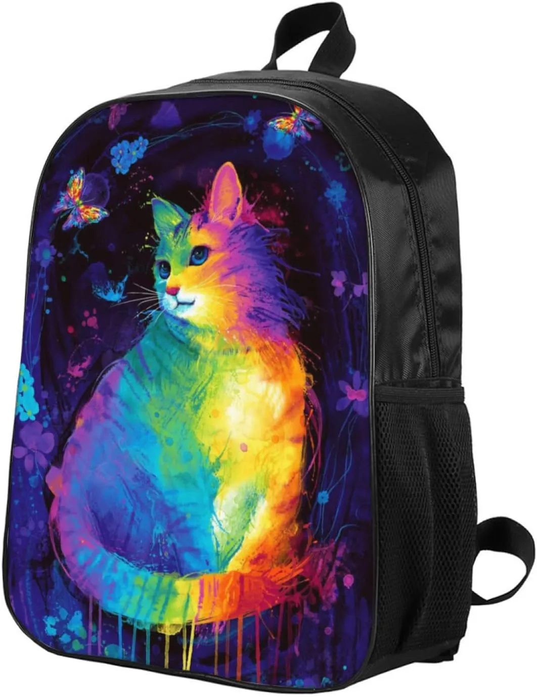 Backpack Fun Cute Cat Bookbag Women Men Black Backpack for Outdoor Sports Travel Camping Hiking Office Work Laptop Bag
