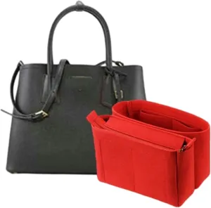 Bag Organizer for Prada Medium Saffiano Leather Double Bag(33L x 25H x 14D cm)|Handmade Custom Bag Insert|2mm Felt Bag Liner|Women Handbag Shaper (Beige, Style A)