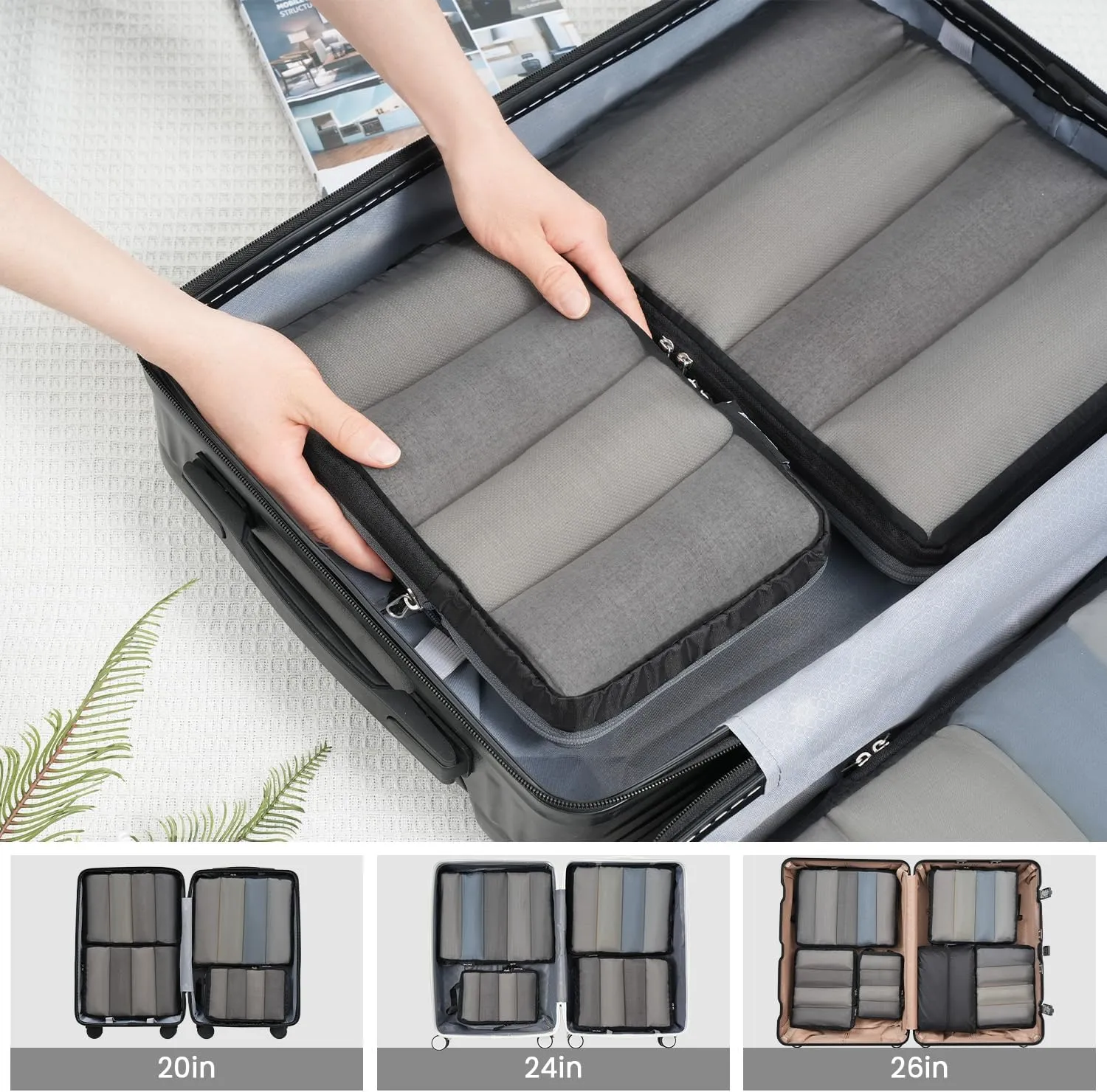 BAGAIL 4 Set/6 Set Ultralight Compression Packing Cubes Packing Organizer for Travel Accessories Luggage Suitcase Backpack