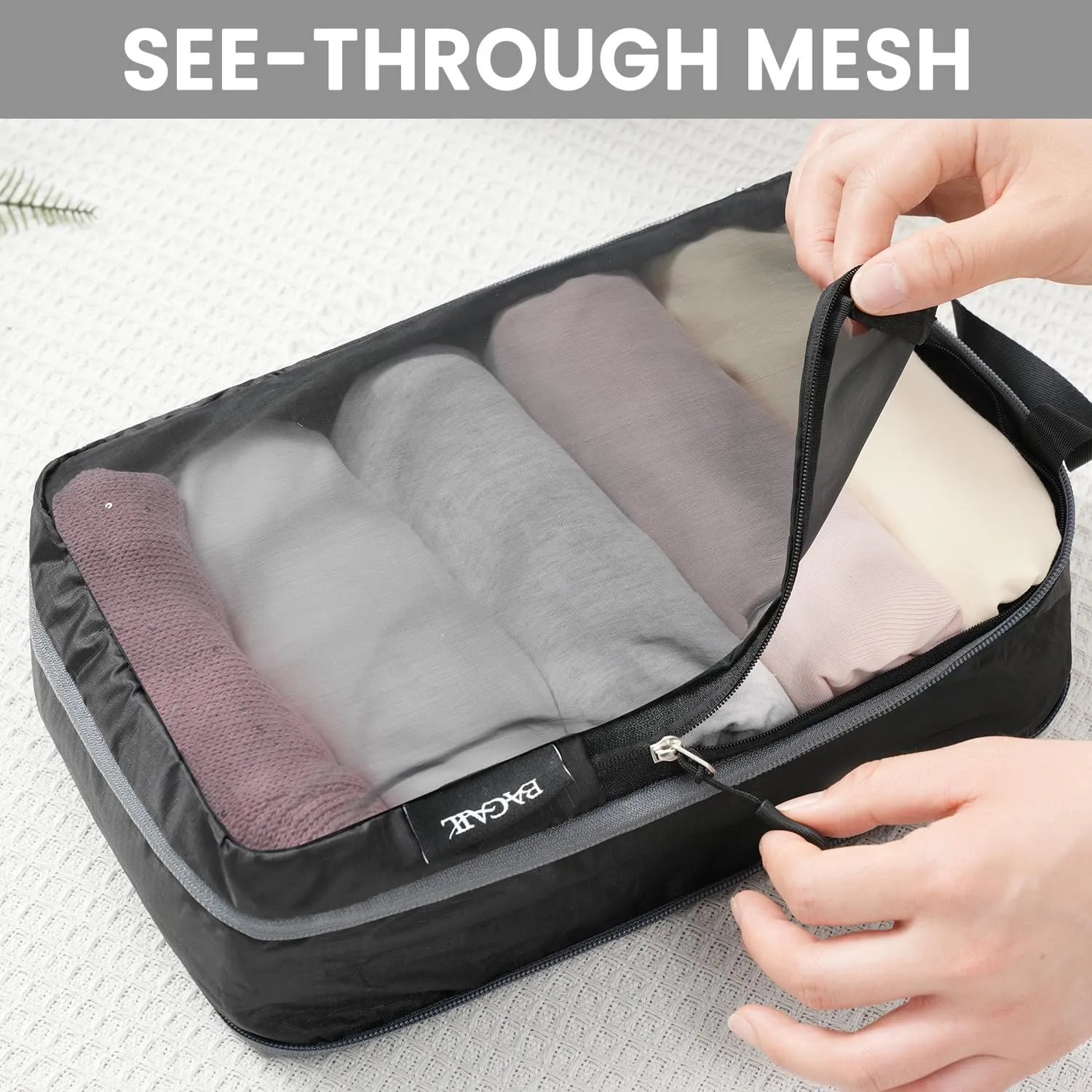 BAGAIL 4 Set/6 Set Ultralight Compression Packing Cubes Packing Organizer for Travel Accessories Luggage Suitcase Backpack