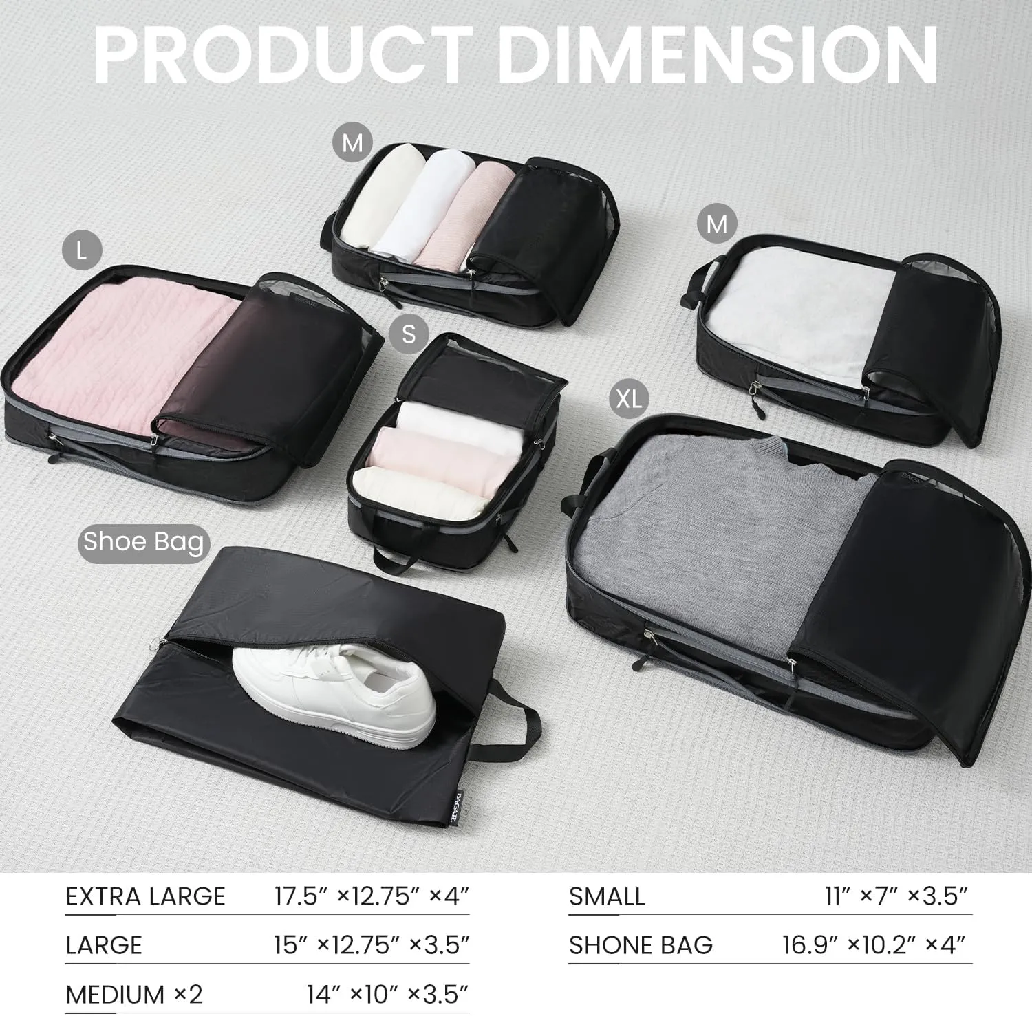 BAGAIL 4 Set/6 Set Ultralight Compression Packing Cubes Packing Organizer for Travel Accessories Luggage Suitcase Backpack
