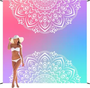 Beach Blanket, Sandproof Beach Mat, Waterproof Quick Drying Lightweight Outdoor Aztec Picnic Mat 79" X 83" for 2-4 Adults with Pocket for Travel, Camping, Hiking