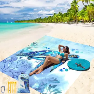 Beach Blanket Waterproof Sandproof Beach Mat 79" X 83" /10'x9'for 2-8 Adults Quick Drying Outdoor Picnic Mat Beach Accessories for Travel, Camping, Hiking