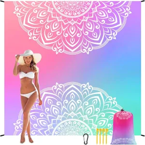 Beach Blanket Waterproof Sandproof Beach Mat 79" X 83" /10'x9'for 2-8 Adults Quick Drying Outdoor Picnic Mat Beach Accessories for Travel, Camping, Hiking