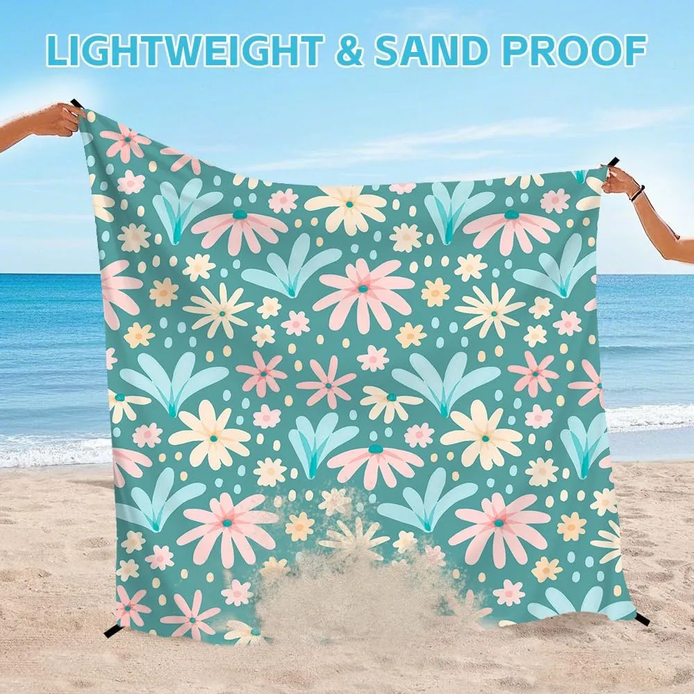 Beach Blanket Waterproof Sandproof Oversized, Extra Large Beach Mat 79" X 87"/110"x118" for 1-8 Adults Sand Free, Quick Drying Durable Outdoor Picnic Mat for Beach Travel Camping Hiking