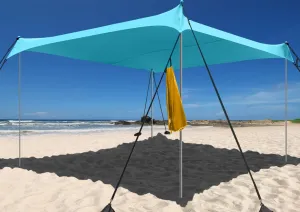 Beach Shade Windproof Design, Sun Shelter UPF50  Portable Family Canopy Tent with 8 Sandbag Anchors 10x10 FT 4 Poles Pop Up Outdoor Shelter for Beach, Camping, Fishing, Backyard and Picnics