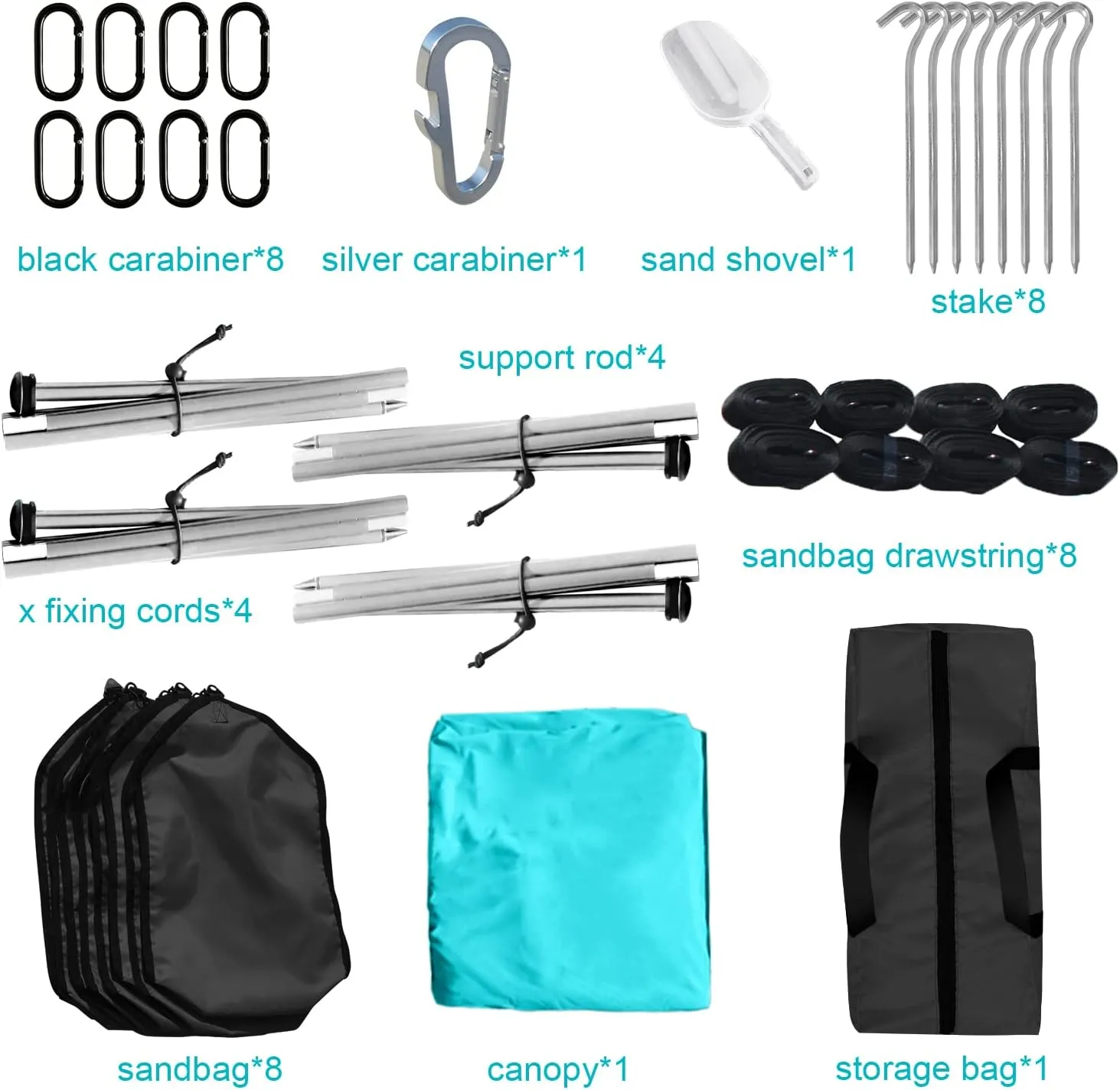 Beach Shade Windproof Design, Sun Shelter UPF50  Portable Family Canopy Tent with 8 Sandbag Anchors 10x10 FT 4 Poles Pop Up Outdoor Shelter for Beach, Camping, Fishing, Backyard and Picnics