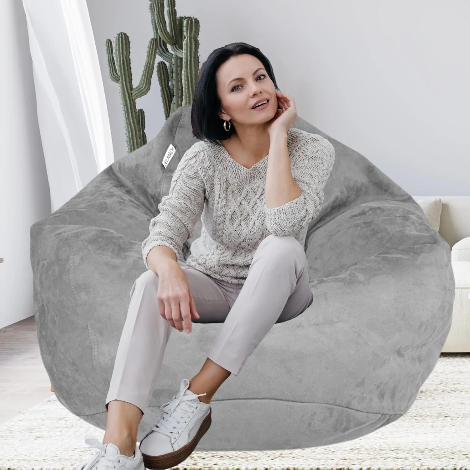 Bean Bag Chair Cover 3.5 ft (No Filler) | XL Stuffed Animal Storage | Double Stitched | Long Durable Zipper | Premium Microsuede