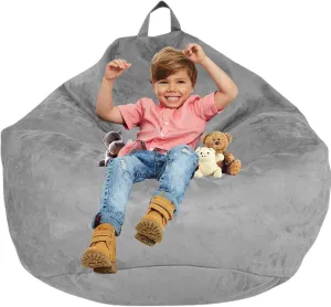 Bean Bag Chair Cover 3.5 ft (No Filler) | XL Stuffed Animal Storage | Double Stitched | Long Durable Zipper | Premium Microsuede