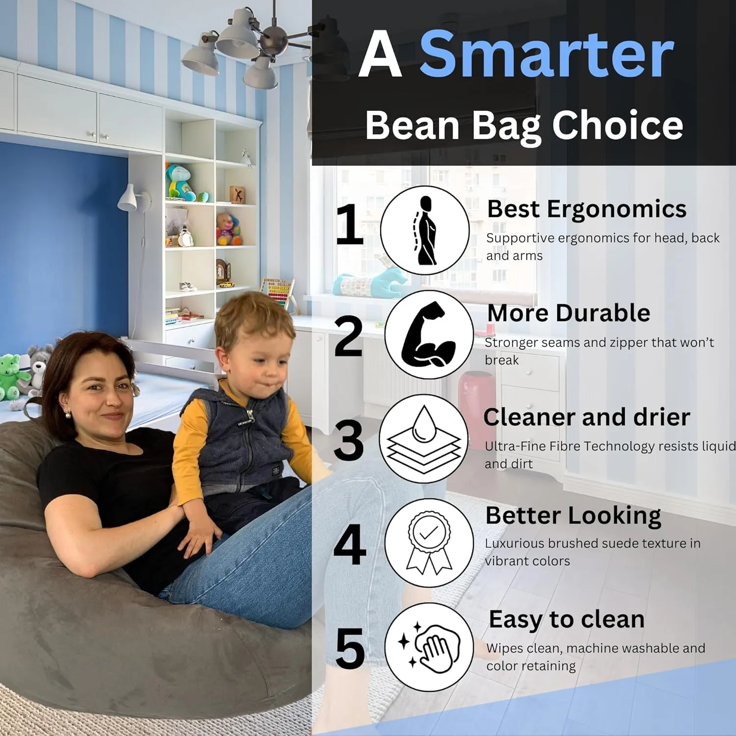 Bean Bag Chair Cover 3.5 ft (No Filler) | XL Stuffed Animal Storage | Double Stitched | Long Durable Zipper | Premium Microsuede