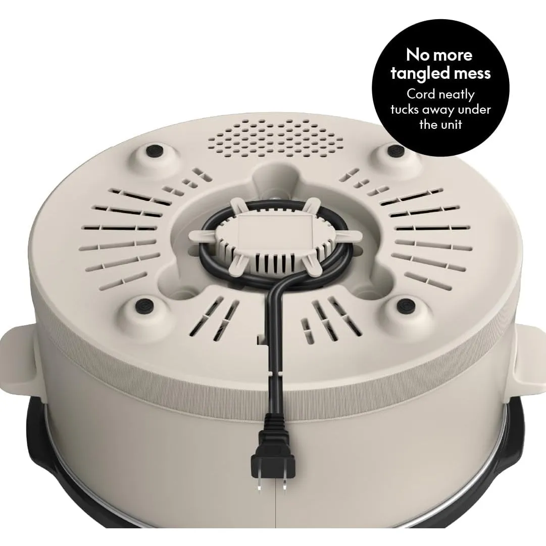 bella 6.0 Qt Programmable Slow Cooker, EverGood™ Ceramic Nonstick Coating, Adjustable Temperature & Cooking Times, Dishwasher Safe Stoneware Pot & Tempered Glass Lid, Tangle Free Cord Wrap, Oatmilk