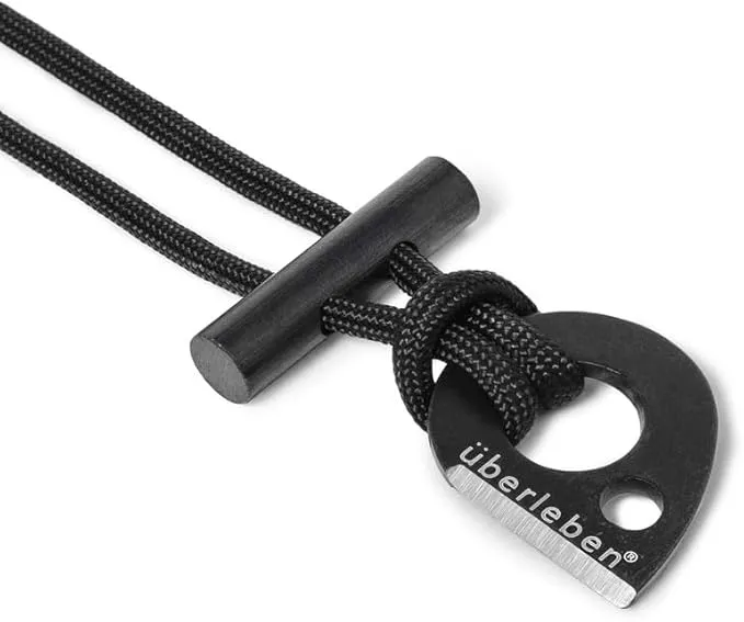 überleben Leicht Fire Starting Necklace - Survival Necklace - 5/16" Thick Ferro Rod Necklace & Fire Striker, 12,000 Strikes - Waterproof Flint and Steel Paracord Necklace, Firestarter Lanyard