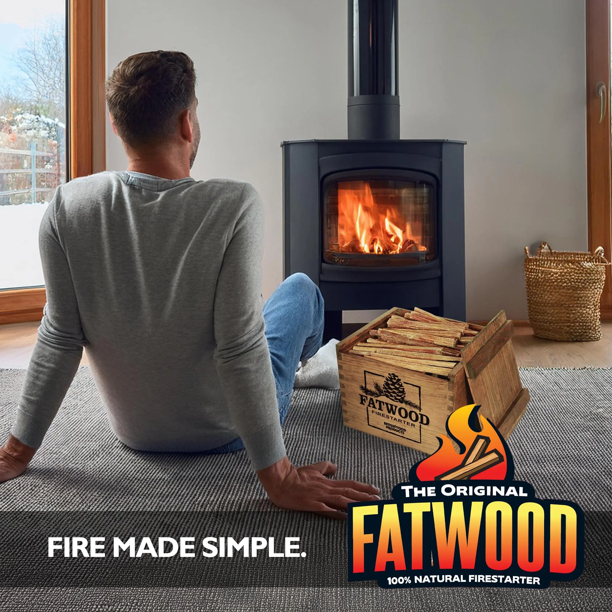 Better Wood Products Fatwood Firestarter Wooden Crate, 12-Pounds