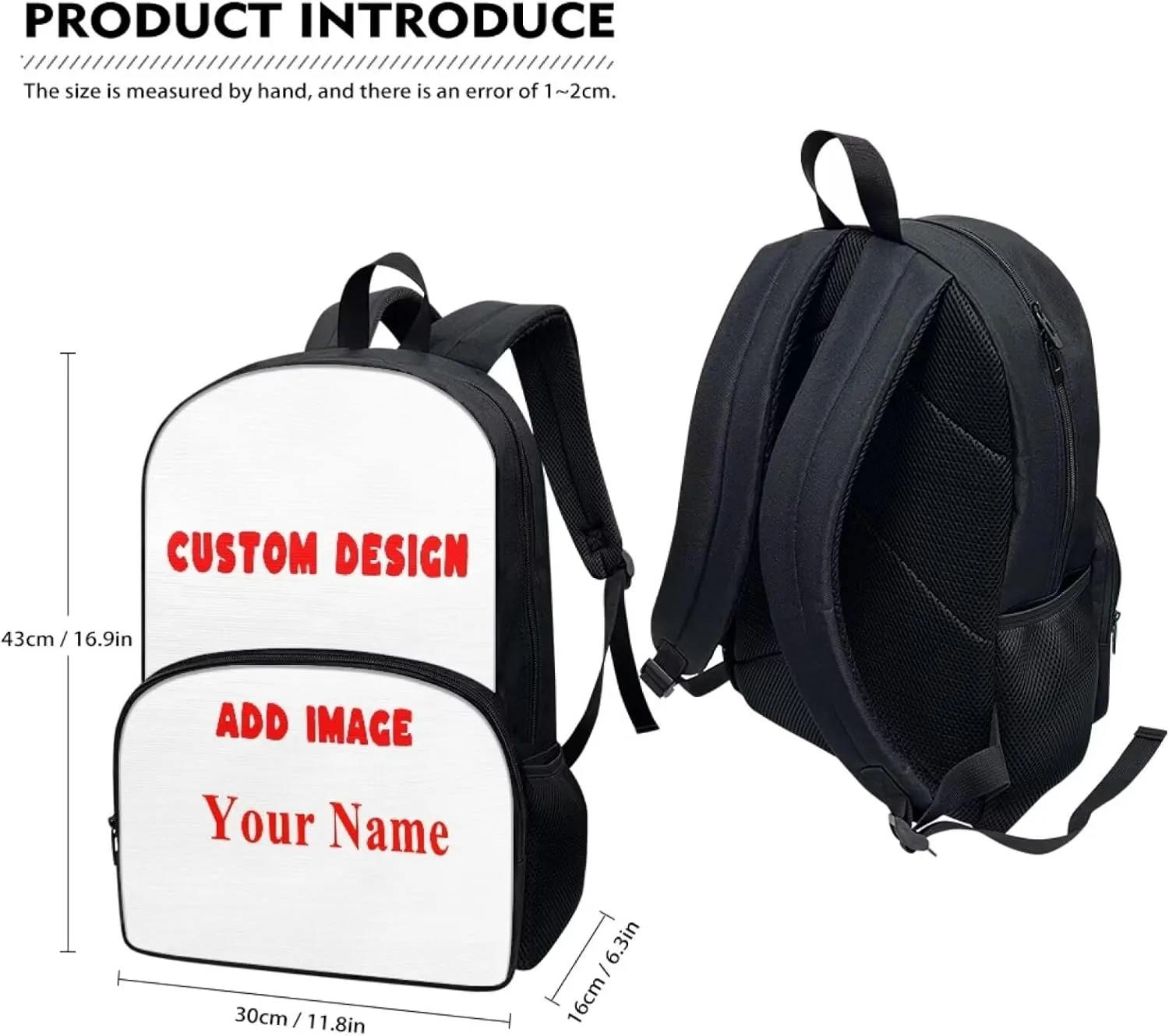 Binienty 17 Inch Backpack Custom Personalize Kids School Bag Preschool Bookbag for Boy Girl Large Capacity School Backpack Custom Image，Kids Name,Casual Daypack Teenager Ruckpack for Outdoor Travle
