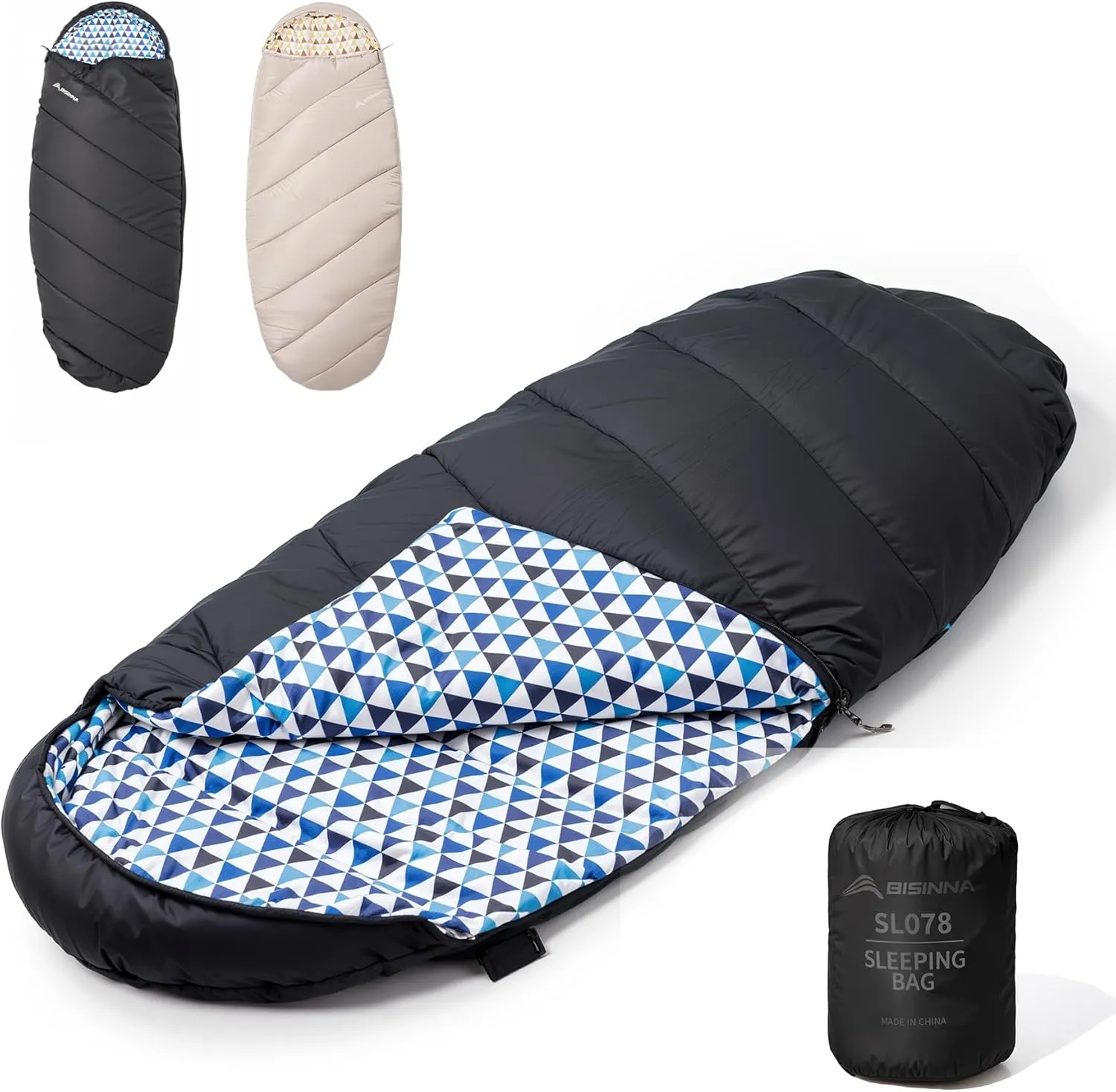 BISINNA Flannel XL Sleeping bag for Adults Warm & Cold Weather Sleeping bag 3-4 Season with 100% Cotton Lining Large Sleeping bag for Hiking Backpacking Travel Indoor and Outdoor