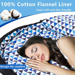 BISINNA Flannel XL Sleeping bag for Adults Warm & Cold Weather Sleeping bag 3-4 Season with 100% Cotton Lining Large Sleeping bag for Hiking Backpacking Travel Indoor and Outdoor