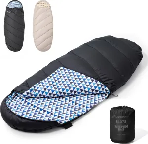 BISINNA Flannel XL Sleeping bag for Adults Warm & Cold Weather Sleeping bag 3-4 Season with 100% Cotton Lining Large Sleeping bag for Hiking Backpacking Travel Indoor and Outdoor